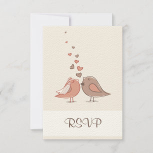 Pájaros retros RSVP de novia y del novio