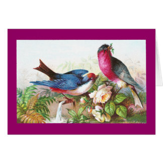 Pájaros, rosas y tromba marina coloridos