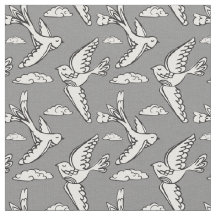 Pájaros voladores singulares de tela mono gráfica