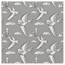 Pájaros voladores singulares de tela mono gráfica