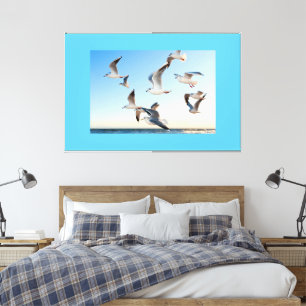 Pájaros volando Cielo Azul Decoración grande Arte