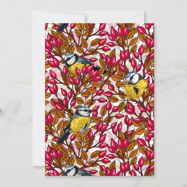 Pájaros y caderas de rosas de perro (Anverso)