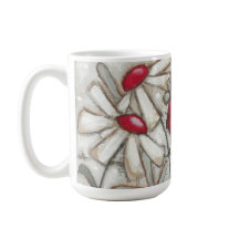 Pájaros y floraciones - taza del rojo de Apple