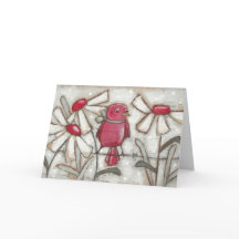 Pájaros y flores Apple Red - Tarjeta de saludo