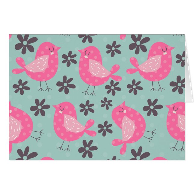 Pájaros y flores de polka (Anverso (Horizontal))