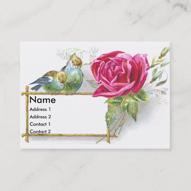 Pájaros y tarjeta color de rosa rosada del (Anverso)