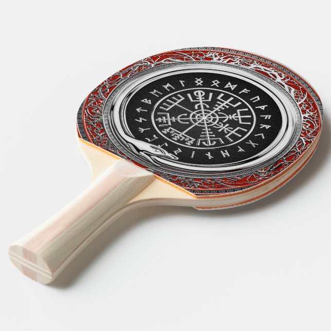 Pala De Ping Pong [310] Vegvisir - Viking Silver Magic Runic Compass (Ángulo trasero)