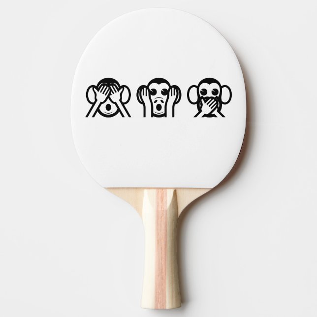 Pala De Ping Pong 3 Emoji de monos sabios (Anverso)