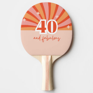 Pala De Ping Pong "40 y fabuloso", durazno retro brillante pequeño