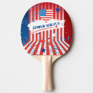Pala De Ping Pong 4 de julio: Personalizado el corazón de la bandera