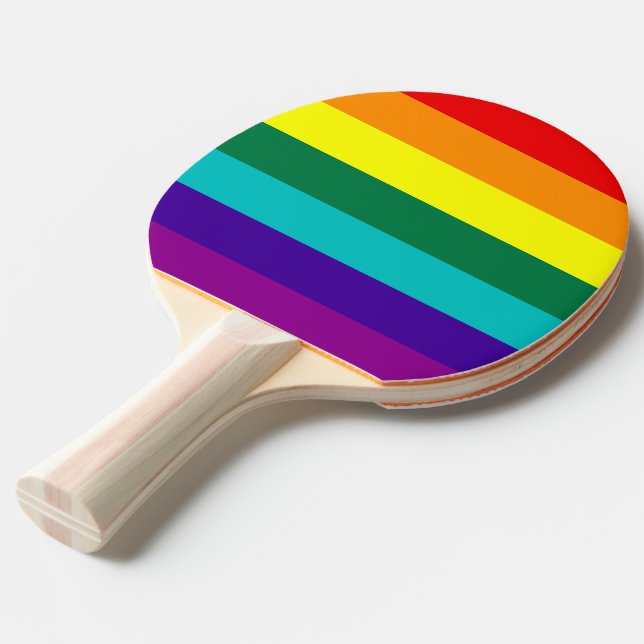 Pala De Ping Pong 7 Rayos Bandera del Orgullo Arcoiris (Ángulo frontal)