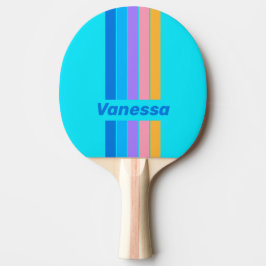 Pala De Ping Pong 80s Neon Ocean Sky Pin Striped with Name