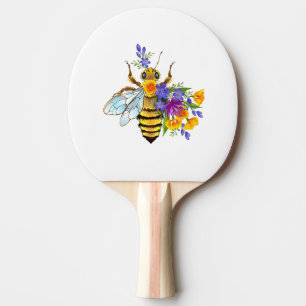 Pala De Ping Pong Abeja de flor con plantas silvestres