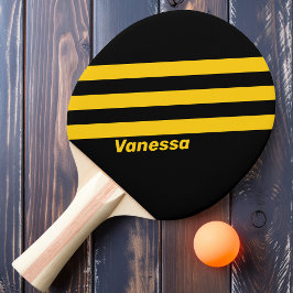 Pala De Ping Pong Abeja de Seguridad Rayas Nostálgicas con Nombre