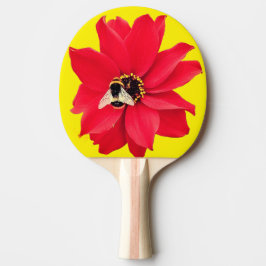 Pala De Ping Pong Abeja, sobre una flor roja