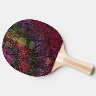 Pala De Ping Pong Abstracto Colorido con Círculos Negros y Grungy