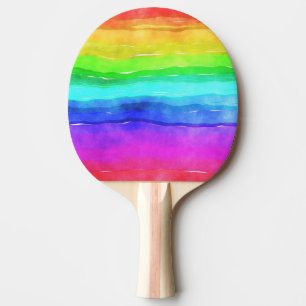 Pala De Ping Pong Abstracto de color de agua rayas pintadas arcoiris