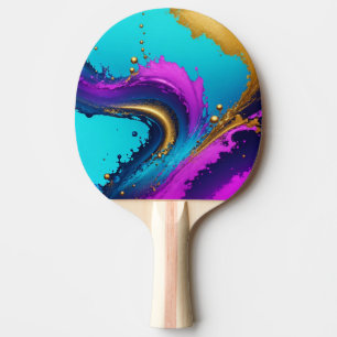 Pala De Ping Pong Abstracto Líquido Dinámico, Dorado Verde Azul y Pú