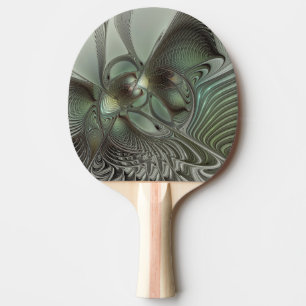 Pala De Ping Pong Abstracto Olive Sage Green Grey Fractal Art Fantas