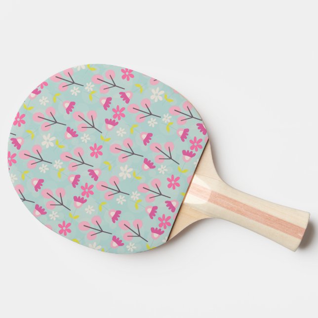 Pala De Ping Pong Abundantes y flores rosas (Reverso)
