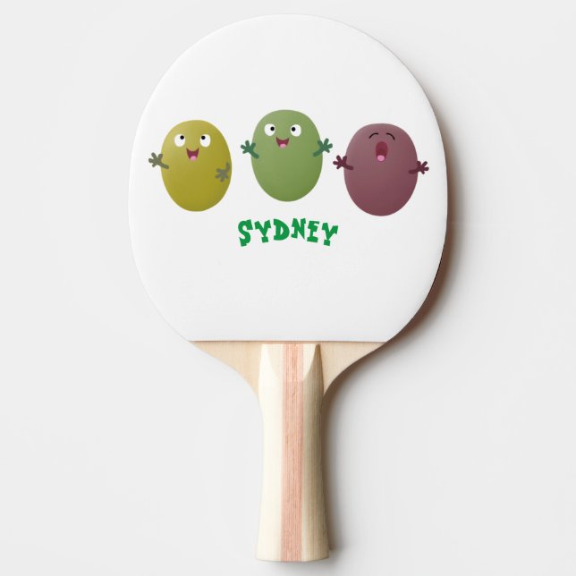 Pala De Ping Pong Aceitunas alegres y lindas cantando personalizado (Anverso)