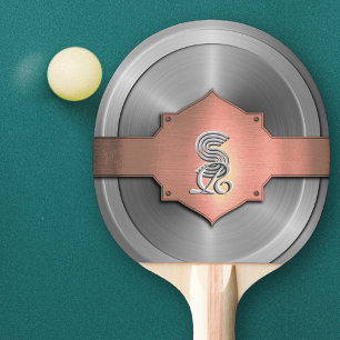 Pala De Ping Pong Acero Rosa Dorado Metálico trompe l’œil Monograma