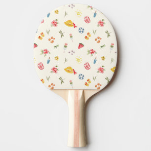 Pala De Ping Pong Acuarela adorable de verano: sandía, dango y sol