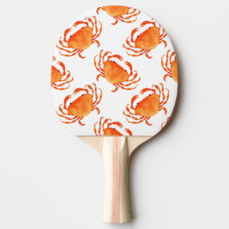 Pala De Ping Pong Acuarela de cangrejos: Patrón de fondo blanco