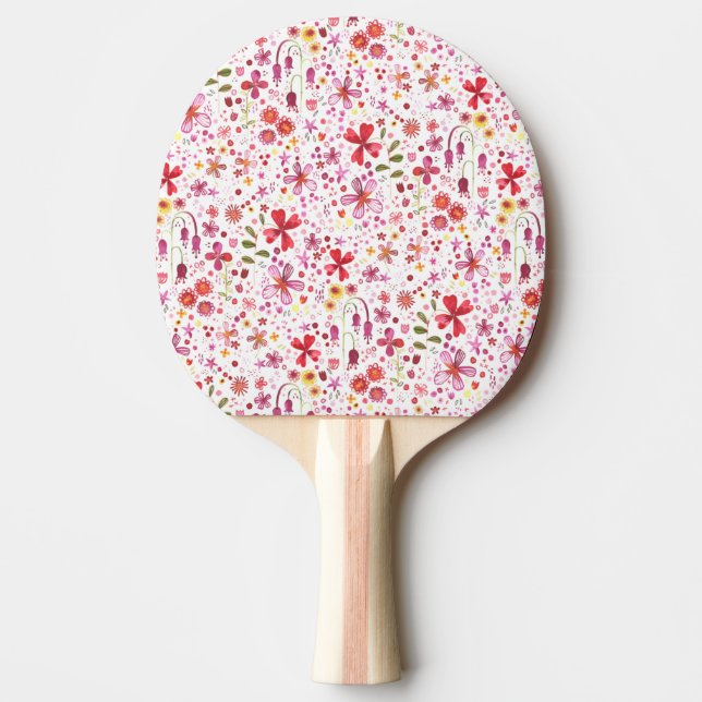Pala De Ping Pong Acuarela de flores silvestres (Anverso)