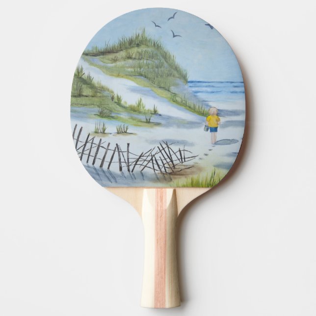 Pala De Ping Pong Acuarela de la playa (Anverso)