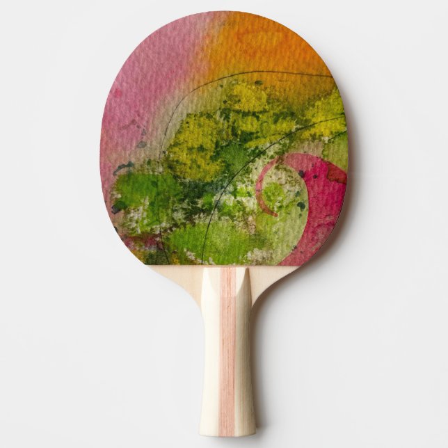 Pala De Ping Pong Acuarela Y Tinta Resumen Arte Impresionante (Anverso)