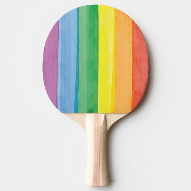 Pala De Ping Pong Acuarelas Arcoíris Orgullo (Anverso)