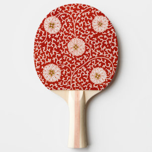 Pala De Ping Pong Adorno chino rojo blanco floral de Owen Jones