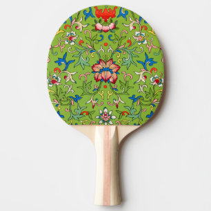 Pala De Ping Pong Adorno Chino Vintage Owen Jones Floral Verde