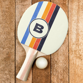 Pala De Ping Pong Afligido Retro Cinco Rayas Oscuro con Inicial