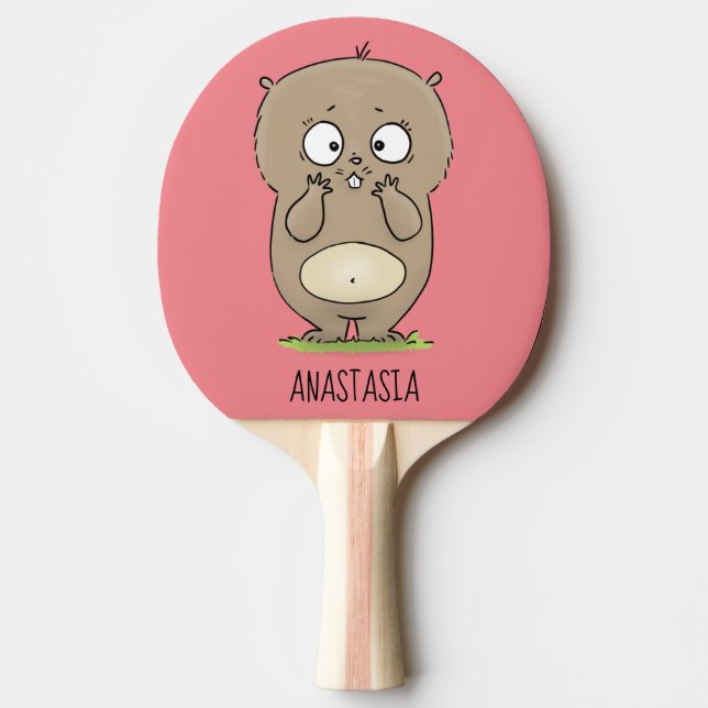 Pala De Ping Pong Afortunadamente adorable personalizado de hámster  (Anverso)
