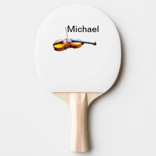 Pala De Ping Pong Agrega tu nombre texto marrón amante de la música 