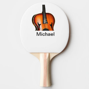 Pala De Ping Pong Agrega tu nombre texto marrón amante de la música
