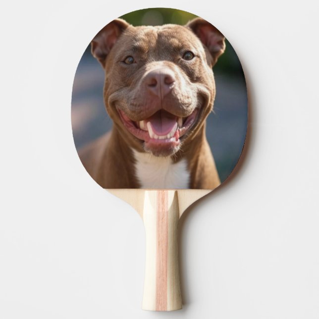 Pala De Ping Pong Agregar foto de Pit Bull personalizada (Anverso)