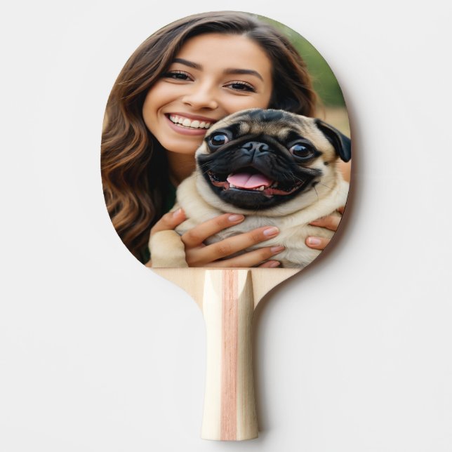 Pala De Ping Pong Agregar foto de pug personalizar (Anverso)