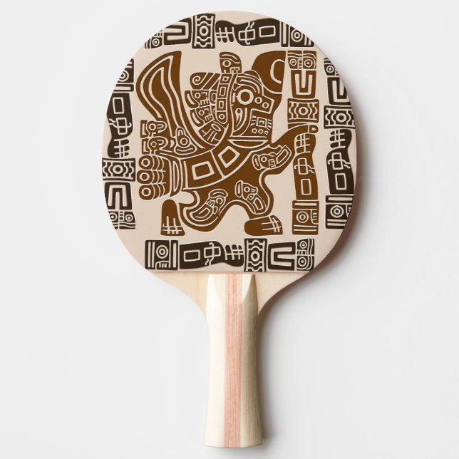 Pala De Ping Pong Águila azteca guerrera arte tribal antiguo (Anverso)