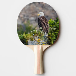 Pala De Ping Pong Águila calva sentada en la roca