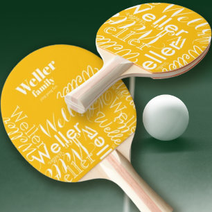 Pala De Ping Pong Ala divertida de ping pong amarilla con nombre fam
