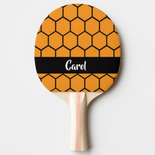 Pala De Ping Pong Alambre negro sobre el naranja