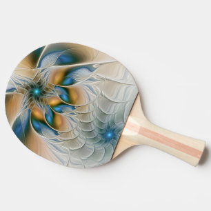 Pala De Ping Pong Alarmante, Abstracta Fantasía Fractal Art Con Azul