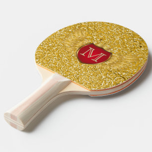 Pala De Ping Pong ALAS ORO RETRO de botón + tu monograma