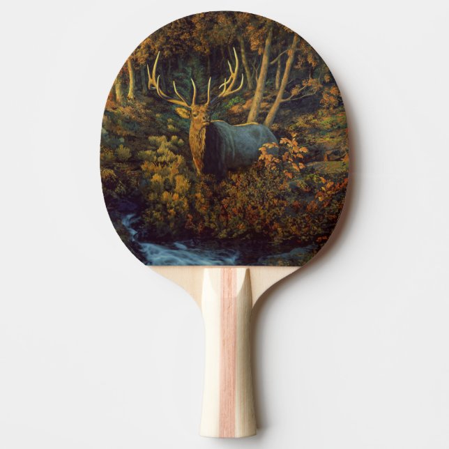 Pala De Ping Pong Alce toro en bosque otoñal (Anverso)