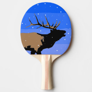 Pala De Ping Pong Alce torpe en invierno - Arte de vida salvaje orig