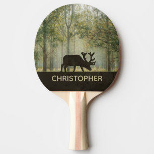 Pala De Ping Pong Alces en el ilustracion del bosque personalizado