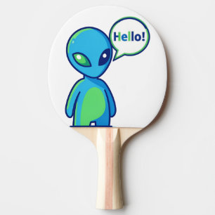 Pala De Ping Pong Alienígena azul lindo diciendo hola
